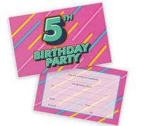 5th Birthday Party Invitations Kids - Funky Colours 20 Pack - Childrens Birthday Invitations for Boys/Girls A6 Bday Party Invites Invitation Cards with Folding Envelopes