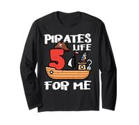 5th Birthday Pirates Life for Me 5 Years Old Bday Boys Kids Long Sleeve T-Shirt