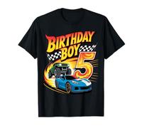 5th Birthday Racing Car Flag Truck 5 Years Old Boy Kids T-Shirt