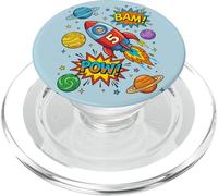 5th Birthday Rocket Ship Astronaut Space Comic Kids Boys PopSockets PopGrip for MagSafe