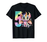 5th Birthday Shirt Dragon Party Rainbow Girl Dragon Five 5 T-Shirt