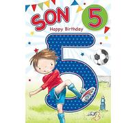 5th Birthday - Son Age 5 - Birthday Card - Football Theme