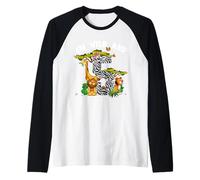 5th Birthday Young Wild and I Am 5 Safari Jungle Animal Raglan Baseball Tee