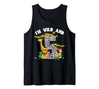 5th Birthday Young Wild and I Am 5 Safari Jungle Animal Tank Top