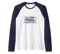 5th & Final Elementary Year Celebration for Students Raglan Baseball Tee, Men, Navy/White, L