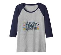 5th & Final Elementary Year Celebration for Students Raglan Baseball Tee, Women, Navy/Athletic Heather, L