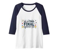 5th & Final Elementary Year Celebration for Students Raglan Baseball Tee, Women, Navy/White, S