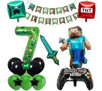 5th Gaming Birthday Decorations 5 Year Happy Birthday Balloon Banner Foil Balloons for Boy Birthday Balloons Cartoon Supplies Gaming Theme Party Supplies (7th)