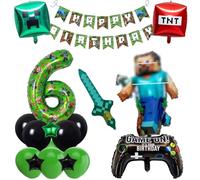 5th Gaming Birthday Decorations 5 Year Happy Birthday Balloon Banner Foil Balloons for Boy Birthday Balloons Cartoon Supplies Gaming Theme Party Supplies (6th)