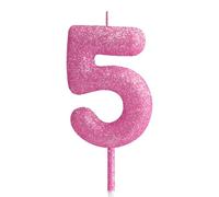 5th Glitter Birthday Candles, Pink Birthday Number Candle for Cake Topper Decorations for Girls Birthday Party Wedding Anniversary Celebration Supplies