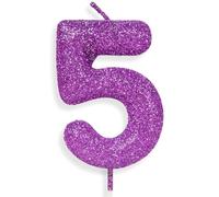 5th Glitter Birthday Candles, Purple Pink Birthday Number Candle for Cake Topper Decorations for Girls Birthday Party Wedding Anniversary Celebration Supplies