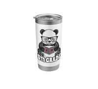 5th Grade Back to School Panda Book Reader Teacher Heart Stainless Steel Insulated Tumbler