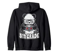 5th Grade Back To School Panda Book Reader Teacher Heart Zip Hoodie