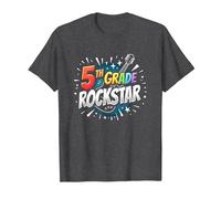 5th Grade Rockstar: Celebrate School Stardom T-Shirt, Men, Dark Heather Grey, 5XL