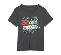 5th Grade Rockstar: Celebrate School Stardom T-Shirt, Women's Plus, Dark Heather Grey, 6X
