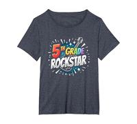 5th Grade Rockstar: Celebrate School Stardom T-Shirt, Women's Plus, Heather Blue, 6X