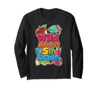 5th Grade Wild About First Day Leopard Print Globe Kids Long Sleeve T-Shirt
