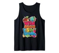 5th Grade Wild About First Day Leopard Print Globe Kids Tank Top