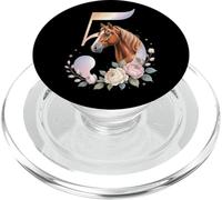 5th Horse Birthday Five Year Old Girl B-day and Flowers PopSockets PopGrip for MagSafe
