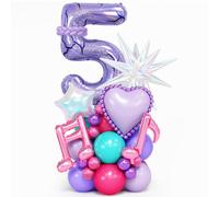 5th Kpop Birthday Decorations Purple Music Note Disco 40 Inch Balloons Set