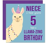 5th Niece Llama Birthday Card - Llamazing - Funny Llama Nieces Birthday Card for 5 Year old Kids five, fifth