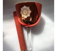 5th octave shinny orange color Crystal Singing Bowl with handle One Pcs in Perfect Musical Note C#,Sexual Chakra Standard 432HZ for sound therapy with 1 pcs suede mallet