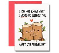 5th Wedding Anniversary Card For Husband Wife Funny Wood Celebration Cute Log Couple Greeting A127