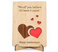 5th Wedding Anniversary Card for Wife, Husband, Wood 5th Anniversary Present, Handmade Wooden 5 Year Anniversary Card Gifts for Couple, Her, Him, Boyfriend, Girlfriend