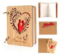 5th Wedding Anniversary Card, Handmade Wooden Anniversary Card, 5 Year Anniversary Card with Loving Couple, Anniversary Card for Wife Husband Boyfriend Girlfriend Parent