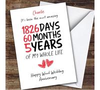 5th Wedding Anniversary Card Personalised The Most Amazing Days Months Years | Custom Card Personalised Cards, For Husband, For Wife, Him, Her, Anniversary, 5th