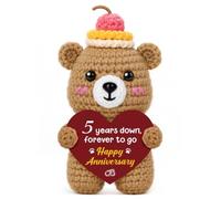 5th Wedding Anniversary Crochet Bear Gift, 5th Wedding Anniversary Card