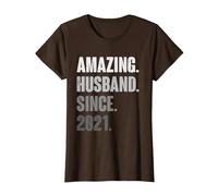 5th Wedding Anniversary for Him - Amazing Husband Since 2021 T-Shirt, Women, Brown, Large