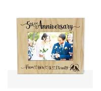5th Wedding Anniversary Photo Frame - Add Your Own Picture - 6" x 4" Photograph Required For This Frame - Wooden Free Standing OR Wall Mounted With Plexiglass Insert