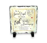 5th Wedding Anniversary Slate for a Special Couple - Handcrafted Natural Slate Plaque with Stand - Romantic Keepsake - 15cm x 15cm