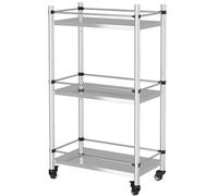 5Tier 304 Stainless Steel Kitchen Rack HeavyDuty Metal Work Table Organizer with Wheels 50 x 19.5 x 150 cm Sturdy Industrial Storage Solution for Home and Restaurant