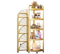 5Tier Gold Metal Corner ShelfSpaceSaving Folding Rack for Kitchen Bathroom LaundryNo Assembly Required Stylish Wire Design for Maximum Storage