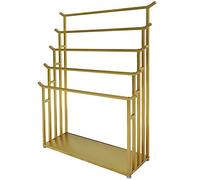 5Tier Gold Metal Silk Scarf Rack Floor Standing Organizer for Clothing Retail Suit Pants & Towel Display Holder 80x40x150cm Durable Iron Frame