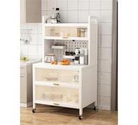 5Tier Kitchen Bakers RackMultifunctional Microwave Stand & Storage Cabinet with Flip Door White Sideboard Organizer for Home 60 cm Perfect for Kitchen Storage & Decor