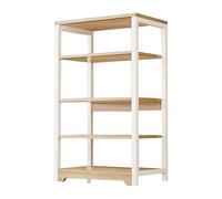 5Tier Metal Storage Shelves Industrial Standing Shelf Unit Microwave Oven Stand MultiUse Rack for Kitchen Living Room Entryway (White 49x30x127cm)