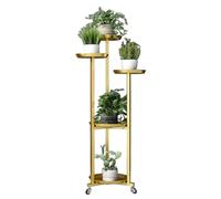 5Tier Plant Stand with Wheels Corner Plant Holder Indoor/Outdoor Shelf for Garden Balcony PatioGold Finish SpaceSaving Versatile Planter Rack