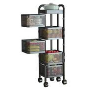 5Tier Square Metal Storage Cart with WheelsBlack Fruit & Vegetable Organizer Onion & Potato Rack Kitchen Utility Cart for Snacks & Groceries