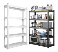 5Tier Steel Shelving Unit 182.9 cm High Easy Assembly Black Color Ideal for Garage Warehouse Basement Storageand Organizational Solution