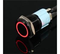 5V 12V 220V LED Locking 16mm Metal Push Button Switch Maintained Metal Switch Latching 1Pcs(12V white)