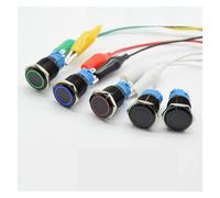5V 12V 24V 110V 220V LED self-Locking/reset 16mm Waterproof Metal Push Button Switch maintained metal switch Latching red blue IDGTTLDF(Blue Reset,24V)