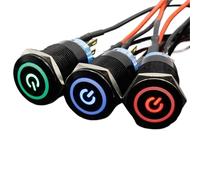 5V 19mm Metal Alumina Black Press Button Power Mark Button Momentary/Latching Control PushButton Switch 1Pcs(Green,Locking)