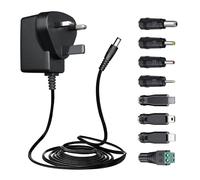 5V 1A 1.8M Power Supply Adapter with 8 Tips, DC 5W 5V 1000mA 800mA 500mA 100mA Replacement Power Cord for Baby Monitor/Router/Speaker/TV Box/LED Strips/Record Player/Mini Fan and More, UKCA Certified