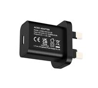 5V 1A 5W UK Charger, Nickel-Plated Pins, Fire-Resistant Case, Black