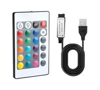 5V 24 Key IR Remote Controller for 5050 2835 RGB LED Light Strips USB Inline, DC 5V Led Strip Remote 1m USB Powered,16 Colors, 5 Light Modes, Flash, Strobe, Fade, RGB Smooth, Static for Home Lighting