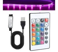 5V 24 Keys USB IR RGB Strip Wireless Remote Controller for 5050 3528 RGB LED Light Strips, USB Powered, Adjustable Brightness, 16 Colors 5 Light Modes 5V LED Strips for Home, TV, and DIY Lighting