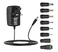 5V 2A Power Supply Adapter, Universal AC to DC Adapter with 7 Tips DC Plug Adapters AC Charger for LED Strip Lights,CCTV Cameras, TV Box,Router,Speakers,ADSL Cats,HUB,Android Tablet (Black)